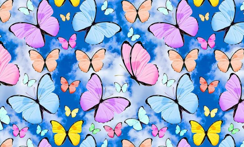 springtime butterfly fabric images